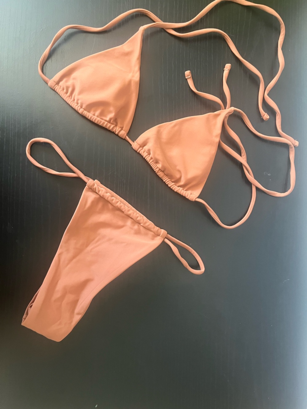 Triangle String Bikini Top & Bottom - Nude